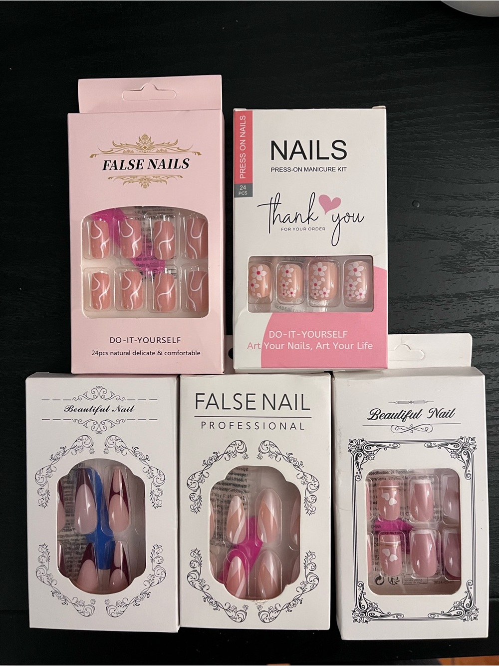 Press-On Kit – Pink Ombre & Floral Designs